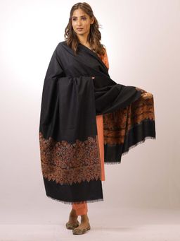SWI STYLISH - Kashmiri Kani Kalamkari Black Womens Shawl