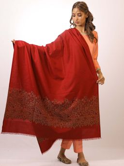 SWI STYLISH - Kashmiri Kani Kalamkari Maroon Womens Shawl