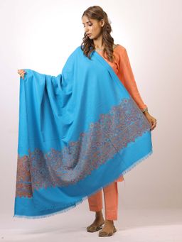 SWI STYLISH - Kashmiri Kani Kalamkari Turquoise Womens Shawl