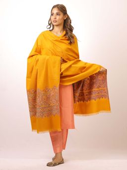SWI STYLISH - Kashmiri Kani Kalamkari Yellow Womens Shawl