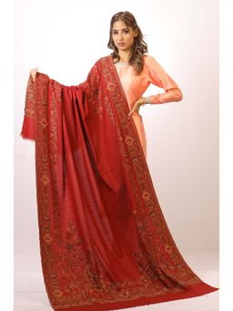 SWI STYLISH - Kashmiri Kani Kalamkari Maroon Womens Shawl