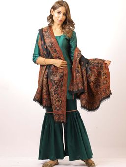 SWI STYLISH - Kashmiri Kani Kalamkari Black Womens Shawl