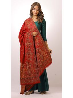 SWI STYLISH - Kashmiri Kani Kalamkari Maroon Womens Shawl