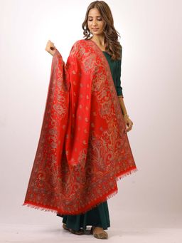 SWI STYLISH - Kashmiri Kani Kalamkari Red Womens Shawl
