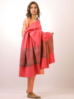 SWI STYLISH - Kashmiri Kani Kalamkari Pink Womens Shawl