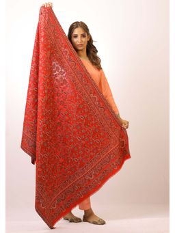 SWI STYLISH - Kashmiri Kani Kalamkari Red Womens Shawl