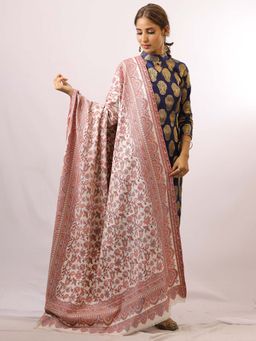 SWI STYLISH - Kashmiri Kani Kalamkari White Womens Shawl