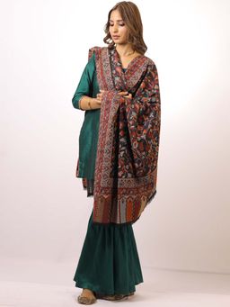 SWI STYLISH - Kashmiri Kani Kalamkari Black Womens Shawl