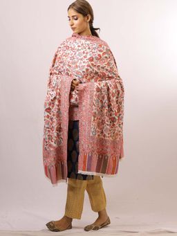 SWI STYLISH - Kashmiri Kani Kalamkari White Womens Shawl
