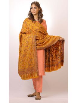 SWI STYLISH - Kashmiri Kani Kalamkari Yellow Womens Shawl