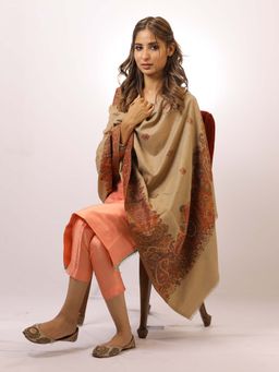 SWI STYLISH - Kashmiri Kani Kalamkari Beige Womens Shawl