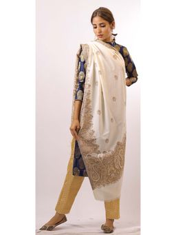 SWI STYLISH - Kashmiri Kani Kalamkari White Womens Shawl