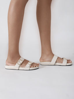 Twenty Dresses by Nykaa Fashion - Cream In A Buckle Flats