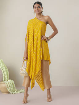 Gajra Gang - Pataka Yellow One Shoulder Tunic GGKUR02
