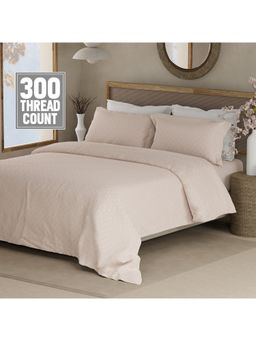 Boutique Living - 100% Cotton 300 TC King White Printed Bedsheet with 2 Pillow Covers