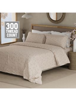 Boutique Living - 100% Cotton 300 TC King Purple Floral Bedsheet with 2 Pillow Covers