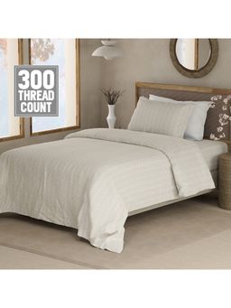 Boutique Living - 100% Cotton 300 TC Single Grey Geometrical Print Bedsheet with Pillow Cover