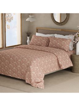 Boutique Living - 100% Organic Cotton 300 TC King Pink Floral Bedsheet with 2 Pillow Covers