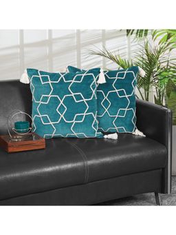 ODE & CLEO - Cotton Cushion Covers Turquoise (Pack Of 2) (18X18 Inches)