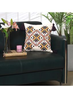 ODE & CLEO - Cotton Cushion Cover Off White (16X16 Inches)