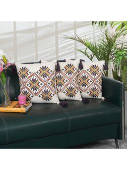 ODE & CLEO - Cotton Cushion Covers Off White (Pack Of 3) (16X16 Inches)