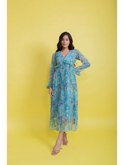 AROOP SHOP INDIA - Blue Tory Floral Print Maxi Dress