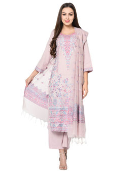 Safaa - L.MOUVE Cotton Jacquard Kani Unstitched Kurta And Salwar With Dupatta (Set of 3)