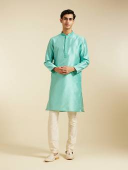 Diwas by Manyavar - Aqua Green Harlequin Patterned Kurta with Pyjama