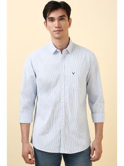 Allen Solly - Men White Custom Fit Stripe Full Sleeves Casual Shirts
