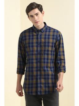 Allen Solly - Men Blue Custom Fit Check Full Sleeves Casual Shirts