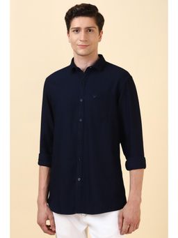 Allen Solly - Men Navy Custom Fit Solid Full Sleeves Casual Shirts
