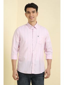 Allen Solly - Men Pink Custom Fit Stripe Full Sleeves Casual Shirts