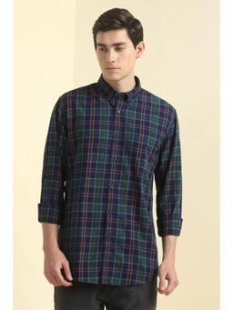 Allen Solly - Men Blue Custom Fit Check Full Sleeves Casual Shirts