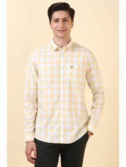 Allen Solly - Men Yellow Custom Fit Check Full Sleeves Casual Shirts
