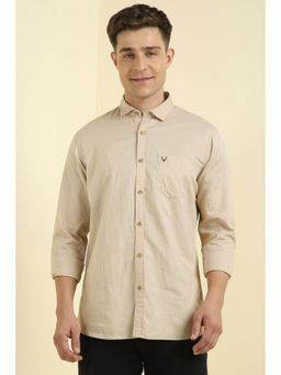 Allen Solly - Men Beige Custom Fit Stripe Full Sleeves Casual Shirts