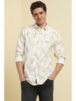 Allen Solly - Men White Custom Fit Print Full Sleeves Casual Shirts