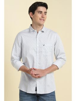 Allen Solly - Men White Custom Fit Print Full Sleeves Casual Shirts