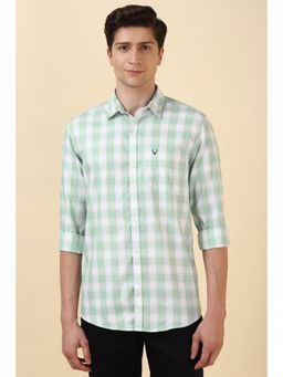 Allen Solly - Men Green Custom Fit Check Full Sleeves Casual Shirts