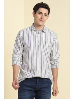 Allen Solly - Men White Custom Fit Stripe Full Sleeves Casual Shirts