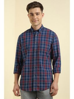 Allen Solly - Men Blue Custom Fit Check Full Sleeves Casual Shirts