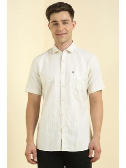 Allen Solly - Men Beige Custom Fit Stripe Half Sleeves Casual Shirts