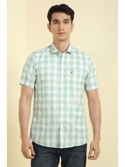 Allen Solly - Men Green Custom Fit Check Half Sleeves Casual Shirts