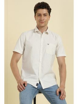 Allen Solly - Men White Custom Fit Stripe Half Sleeves Casual Shirts
