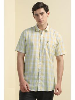Allen Solly - Men Yellow Custom Fit Check Half Sleeves Casual Shirts