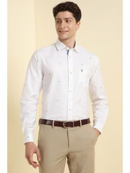 Allen Solly - Men White Slim Fit Graphic Print Full Sleeves Formal Shirts