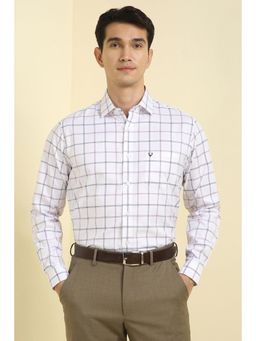 Allen Solly - Men White Slim Fit Check Full Sleeves Formal Shirts