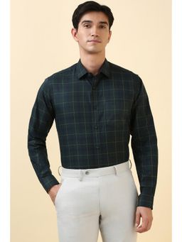 Allen Solly - Men Green Slim Fit Check Full Sleeves Formal Shirts