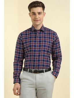 Allen Solly - Men Blue Slim Fit Check Full Sleeves Formal Shirts