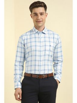 Allen Solly - Men White Slim Fit Check Full Sleeves Formal Shirts