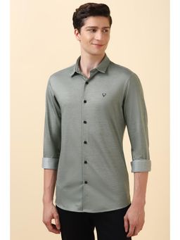 Allen Solly - Men Olive Slim Fit Textured Full Sleeves Casual Shirts